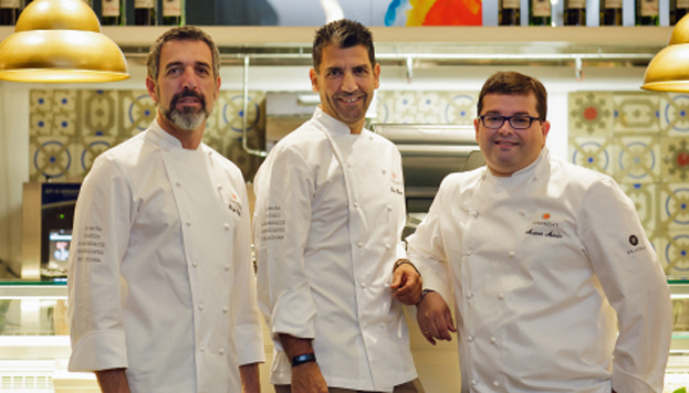 Estos son Pepe Solla, Paco Roncero y Marcos Morán, tres grandes chefs para Sinergias.